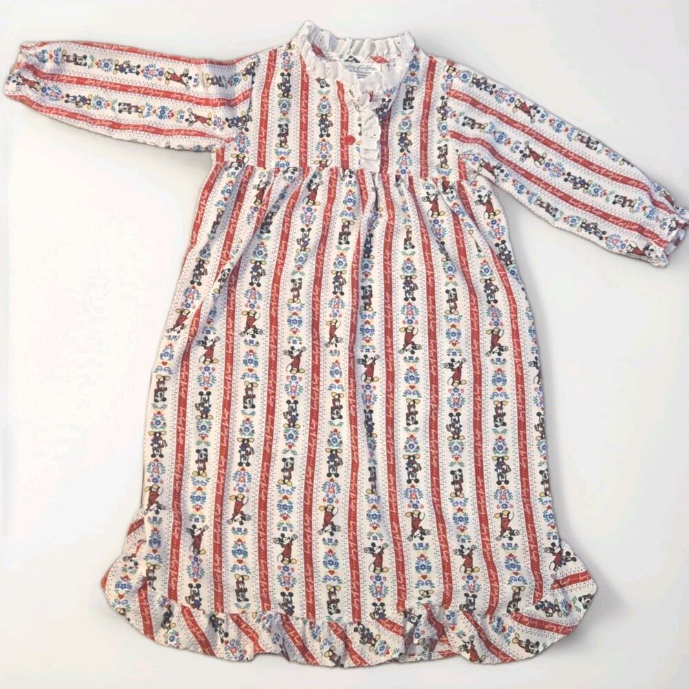 Vintage Lanz of Salzburg Disney Mickey Minnie Flannel Nightgown Child Small USA
